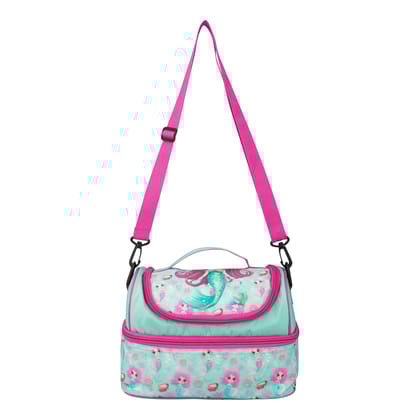 Multi Compartment Dual Slot MERMAID BLUE Lunch Bag Double Insulated Tiffin Lunch Bag
