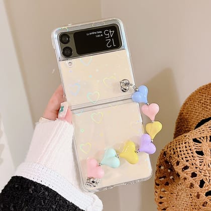 Zazzy Bling Colorful Hearts Bracelet Cover-Samsung Galaxy Z Flip 4