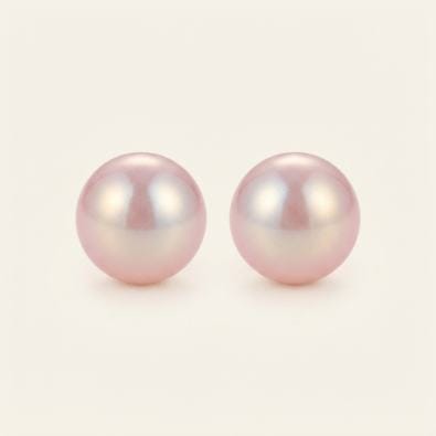 Pearl Button Studs - Blush Pink Pearl | Gold-Tone Anti-Tarnish Imitation Jewellery - Earrings | Buy online on ZillyBuy