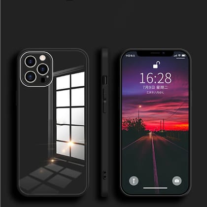 iPhone 12 Pro Aqua Square Tempered Glass Case-Black