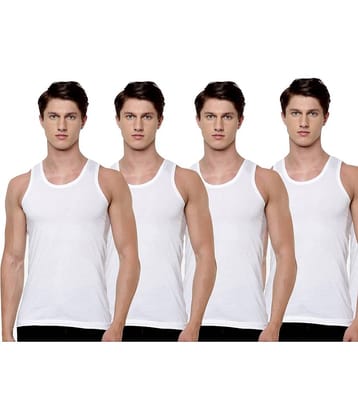 Drako Pack of 4 Cotton Basic Vest For Men ( White )