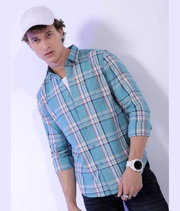 The Indian Garage Co Slim Fit Tartan Checked Pure Cotton Casual Shirt