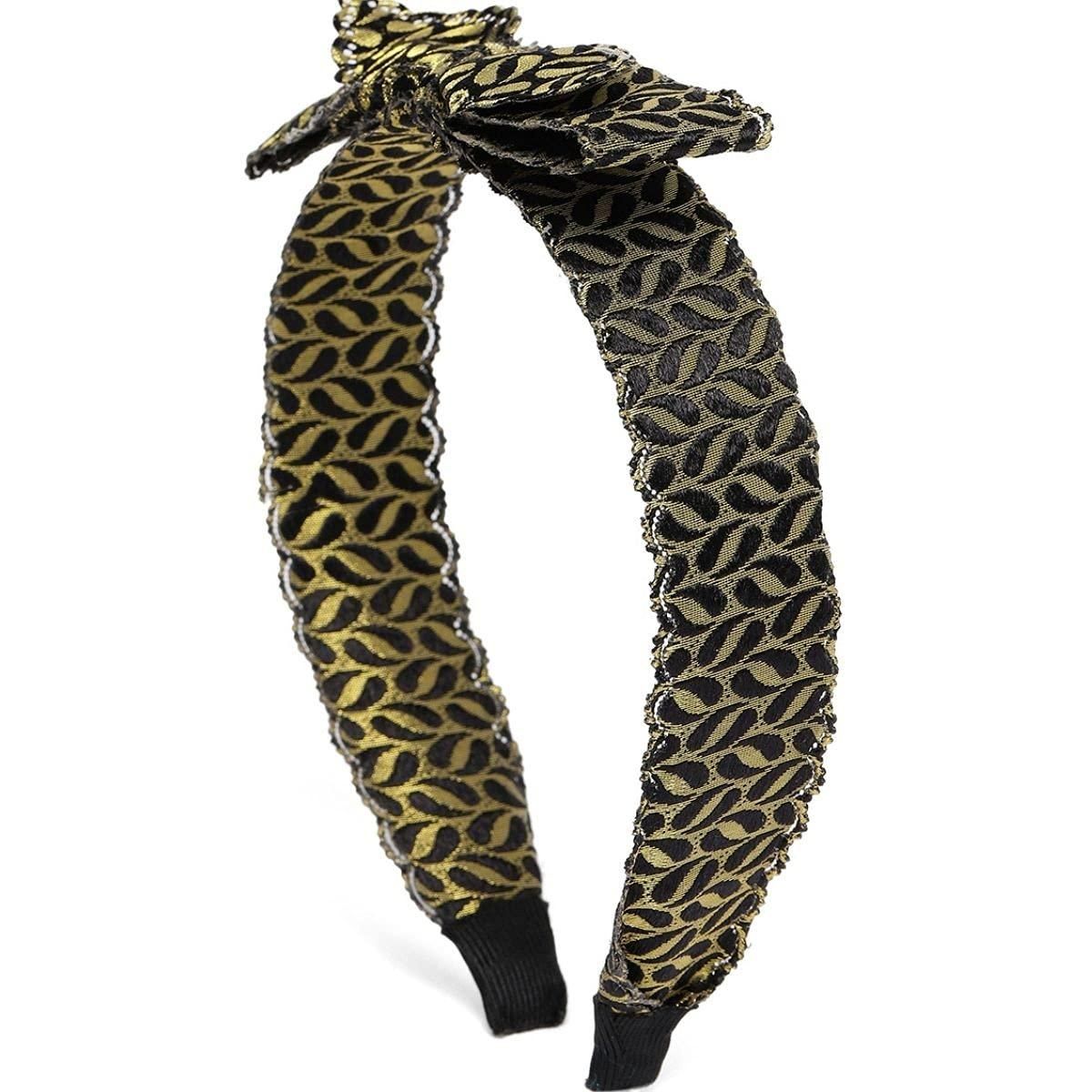 Women Black Gold Printed Hairband