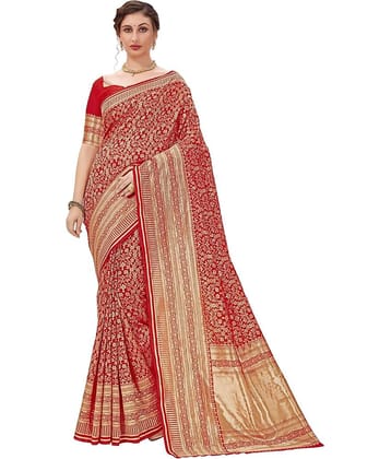 Sariya Jacquard Woven Saree With Unstitched Blouse Piece ( Purple )