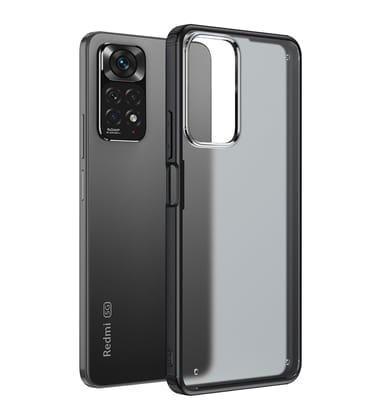 Rugged Frosted Semi Transparent PC Shock Proof Slim Back Cover for Redmi Note 11 Pro 4G, Redmi Note 11 Pro+ Plus 5G, 6.67 inch, Black