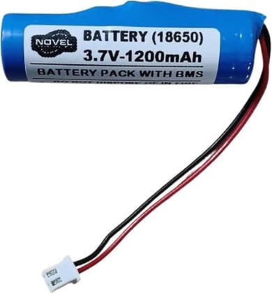 NOVEL 3.7V 18650 Lithium-Ion Rechargeable Battery Pack 1200mAh with BMS and JST 2 Pin Connector | Power Source for Electronics Projects, Robotics and Portable Devices