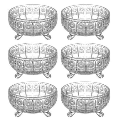 Sweets Serving Bowls | Crystal Glass Cups | 70 ML | Medium Size Bowl for Snacks, Pudding, Dessert, Fruits and Other Kitchen Purpose | Set of 6