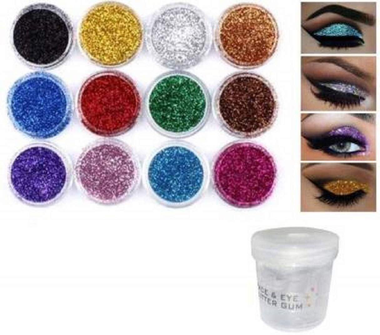 Elecsera Dusty Glitter Eye shadow with Glitter Gum 48 g (Multicolor)