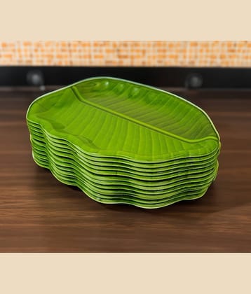 kitchrox 12 Pcs Melamine Dark Green Platter