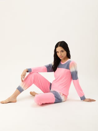 Colour blocked Pink Co-ord Set-M