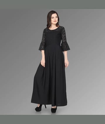 Sheetal associates Women Crepe Solid Fit & Flare Dress ( Black )
