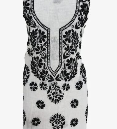 Lucknowi Chikankari Unstitched Pure Kota Cotton Kurti & Dupatta Set with Handcrafted Embroidery