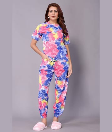 NightBlue Pink Lycra Women's Nightwear Nightsuit Sets ( Pack of 2 )