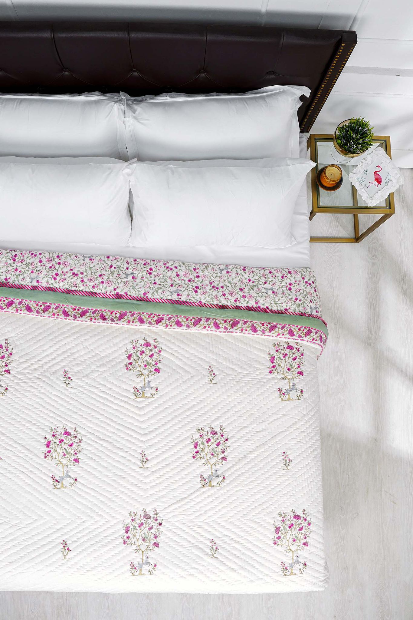 Raabta Pink Cotton Muslin Quilt-Single - 60 x 90 in / Pink / Pink