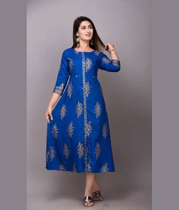 EXPORTHOUSE - Teal Rayon Women's Front Slit Kurti ( Pack of 1 )