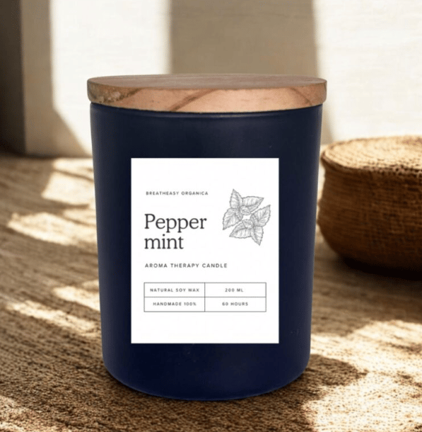 Wooden Lid Black Jar Aroma Therapy Candle 200 ML