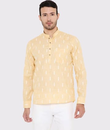 Maharaja - Yellow Linen Men's Regular Kurta ( Pack of 1 )
