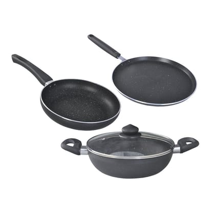 Prestige Omega Deluxe Induction Base Non-Stick Kitchen Set, 3-Pieces Prestige Omega Deluxe Induction Base Non-Stick Kitchen Set, 3-Pieces