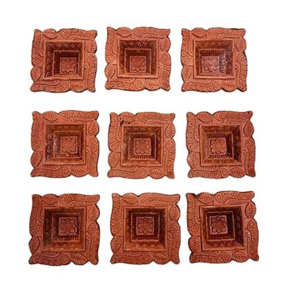 Azamgarh Terracotta Earthen Reusable Clay Diya Lamps (Pack of 12)