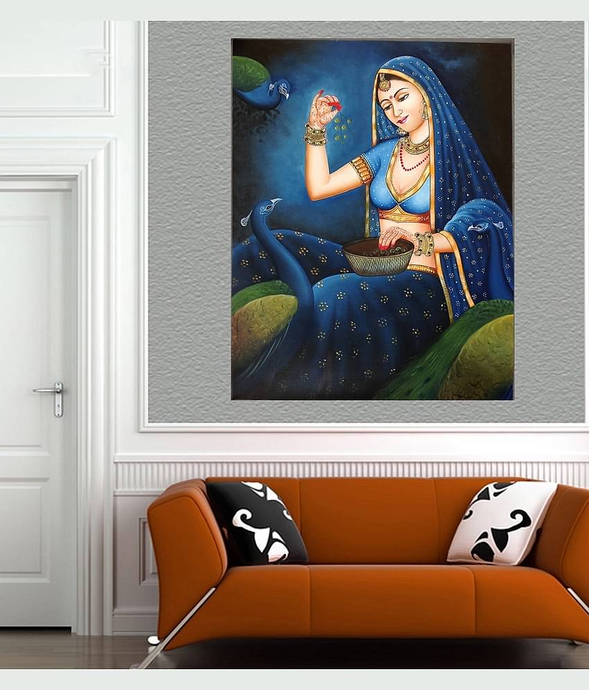 Asmi Collection Self Adhesive Vinyl Rajasthani Lady Wall Sticker ( 78 x 60 cms )