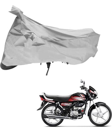 AutoRetail Dust Proof Two Wheeler Polyster Bike Cover for Hero HF Deluxe (Pocket, Silver Color)