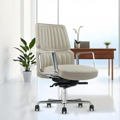 Rose Dhaka Luxurious Mid Back Chair (White)