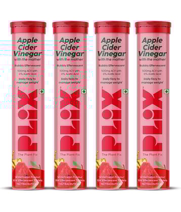 Plix Apple Cider Vinegar Effervescent Tablets Watermelon Flavour with Vitamin B12 (4 x 15 No)