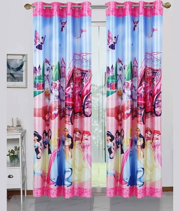 BELLA TRUE - Set of 2 Door Digital Printed Semi-Transparent Eyelet Polyester Light Pink Curtains ( 212 x 120 cm )