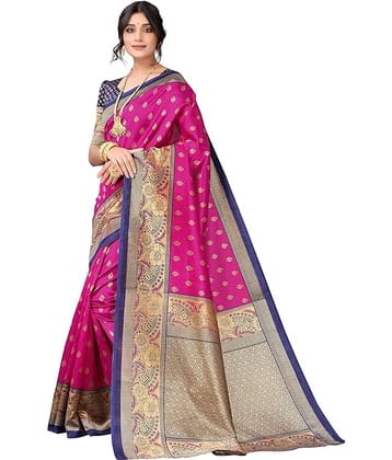 Kanooda Prints Silk Blend Woven Mysore Silk Sarees With Unstitched Blouse Piece ( Rama )