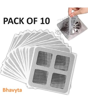 Disposable Shower Drain Hair Catcher, Drain Hair Catcher Waterproof Mesh Stickers for Bathroom Accessories, Apartment Essentials for Kitchen, Sink, Bathtub (4" X 4") (10)