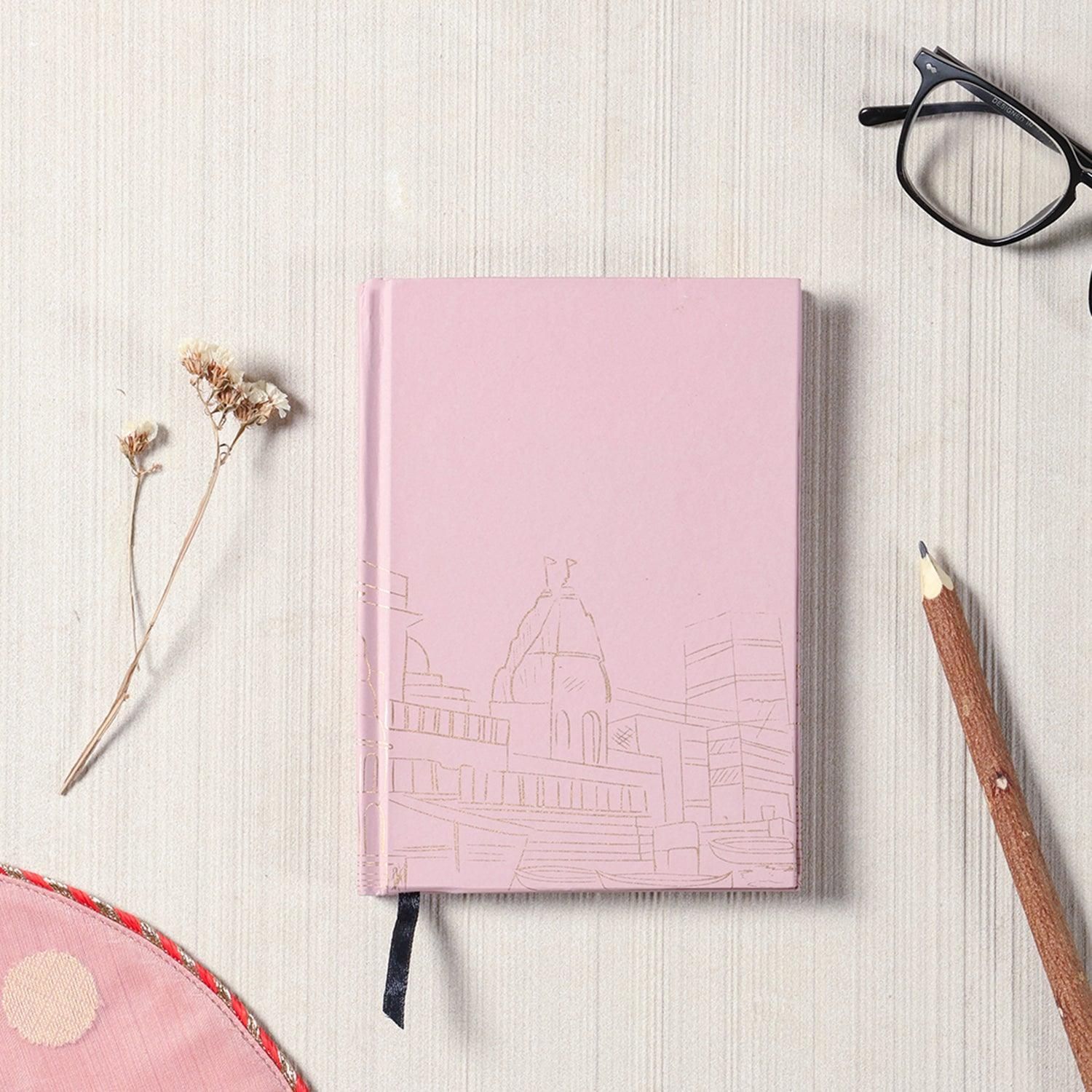 Handmade Printed Diary Large Pink 18x13 cm
