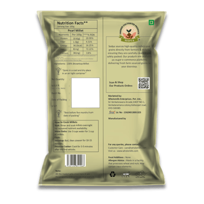 Sedya Five Millet Combo Whole Grains | Pearl, Barnyard, Little, Kodo & Foxtail Millet | Certified Low GI | Sajje / Udalu / Samai / Varagu / Korralu | Gluten Free | Unpolished, Toasted, No Soaking Required | High Plant Protein & Fibre