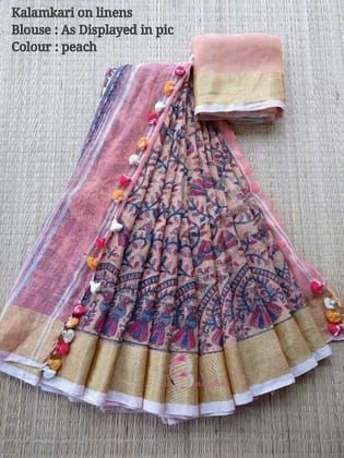 AWESOME LINEN COTTON PRINTED SAREE - 2048