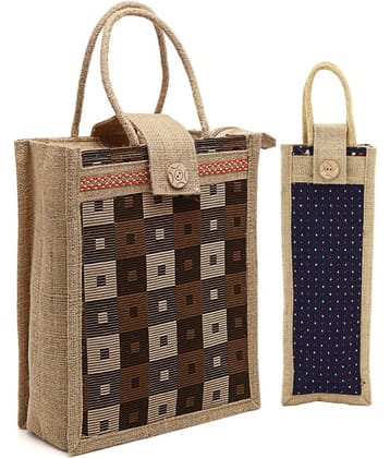 ENSAC Handheld Bag Jute Set of 1 ( Blue )