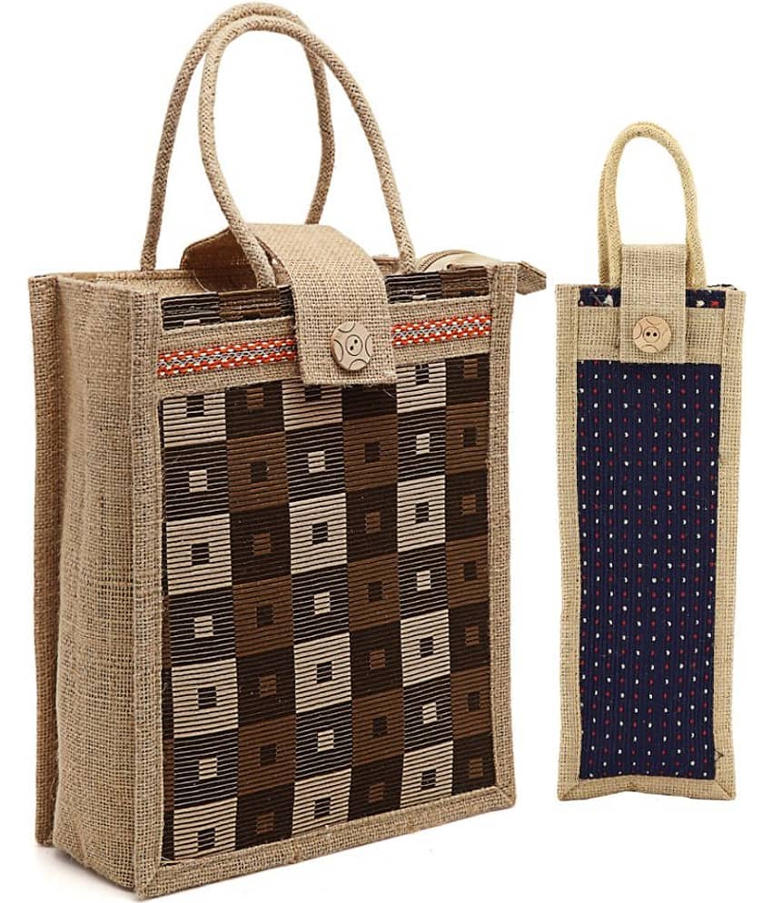 ENSAC Handheld Bag Jute Set of 1 ( Blue )