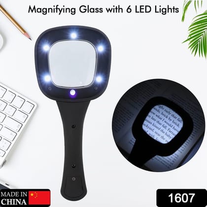 Handheld LED Magnifying Glass – 6 Lighted Magnifier for Reading & Inspection