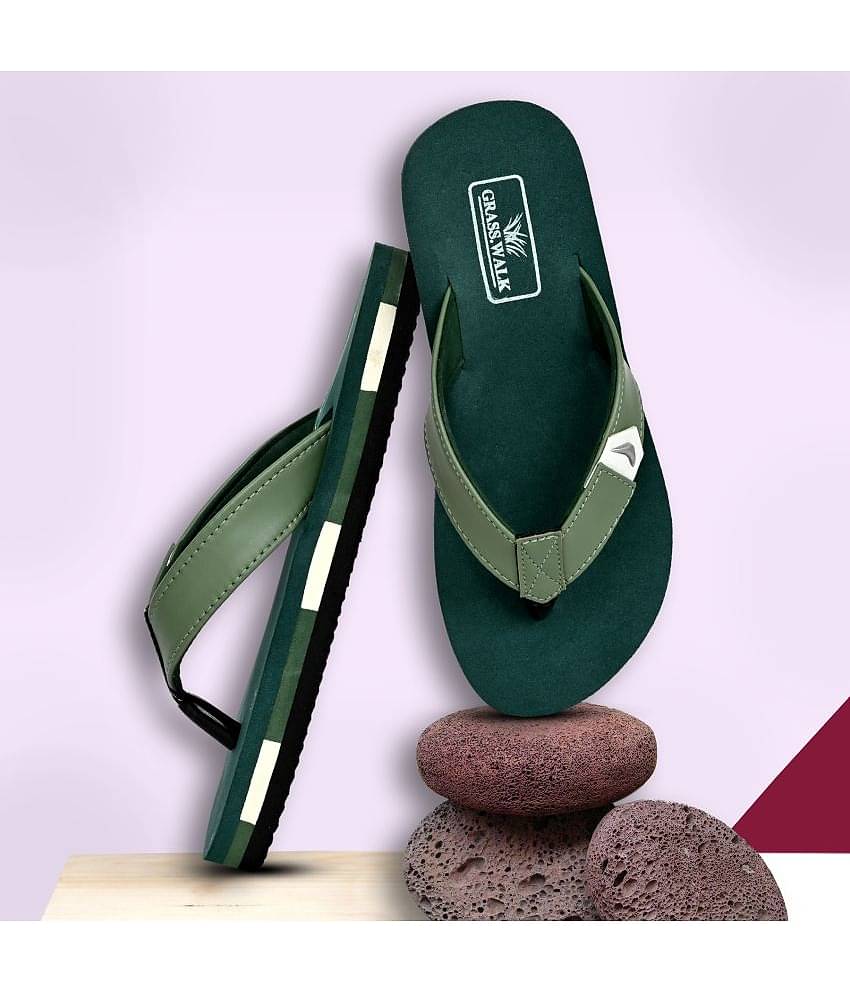 GRASS WALK Green Men's Thong Flip Flop