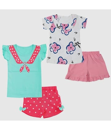 CATCUB - Multicolor Cotton Baby Girl Top & Shorts ( Pack of 2 )
