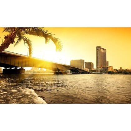 ArtzFolio Bridge Thropugh Nile In Cairo In The Evening Unframed Premium Canvas Painting-Canvas; Unframed Art / 20.6inch x 12inch (52.2cms x 30.5cms)