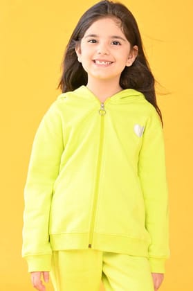 LIME ZIP UP FLEECE HOODIE SWEATSHIRT - LIME GREEN-0-6 MONTHS / 1N / LIME GREEN