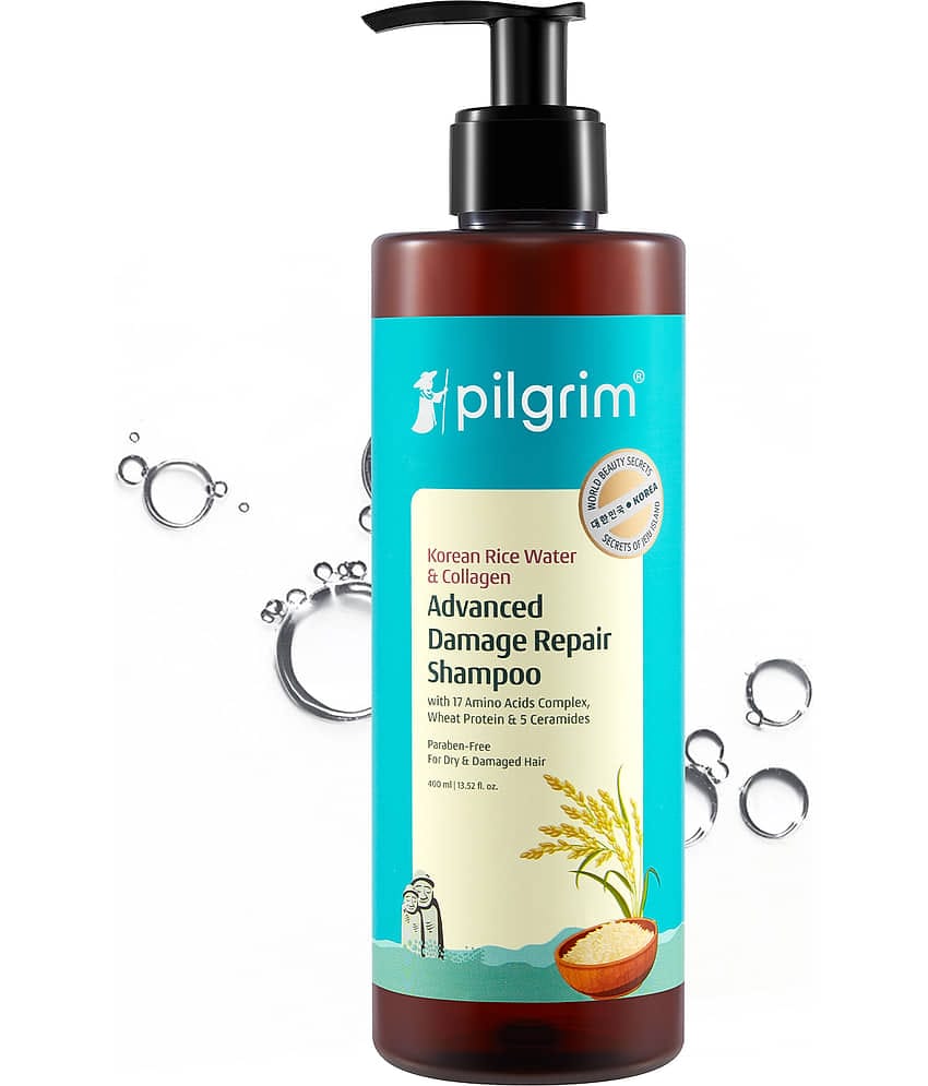 Pilgrim Korean Rice Water & Collagen Advanced Damage Repair Shampoo (400Ml) Shampoo,For All Hair Type,400Ml (pack Of 1)