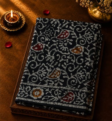 Handblock Printed Batik Cotton Saree Handblock Printed Batik Cotton Saree
