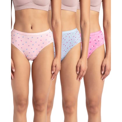 Jockey 1523 Women's High Coverage Super Combed Cotton Mid Waist Hipster with Ultrasoft Exposed Waistband and StayFresh Treatment (Pack of 3_Prints May Vary)_Light Prints_L Jockey 1523 Women's High Coverage Super Combed Cotton Mid Waist Hipster with Ultra