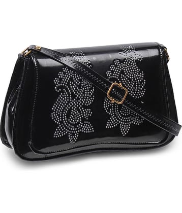 Cherry Tree Black Faux Leather Sling Bag