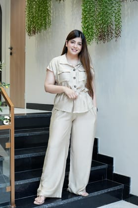 Ken Beige Linen Co ord-Free size till XL