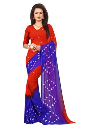 Generic Women's Chiffon Saree (Red, 5 - 6 Mtrs)