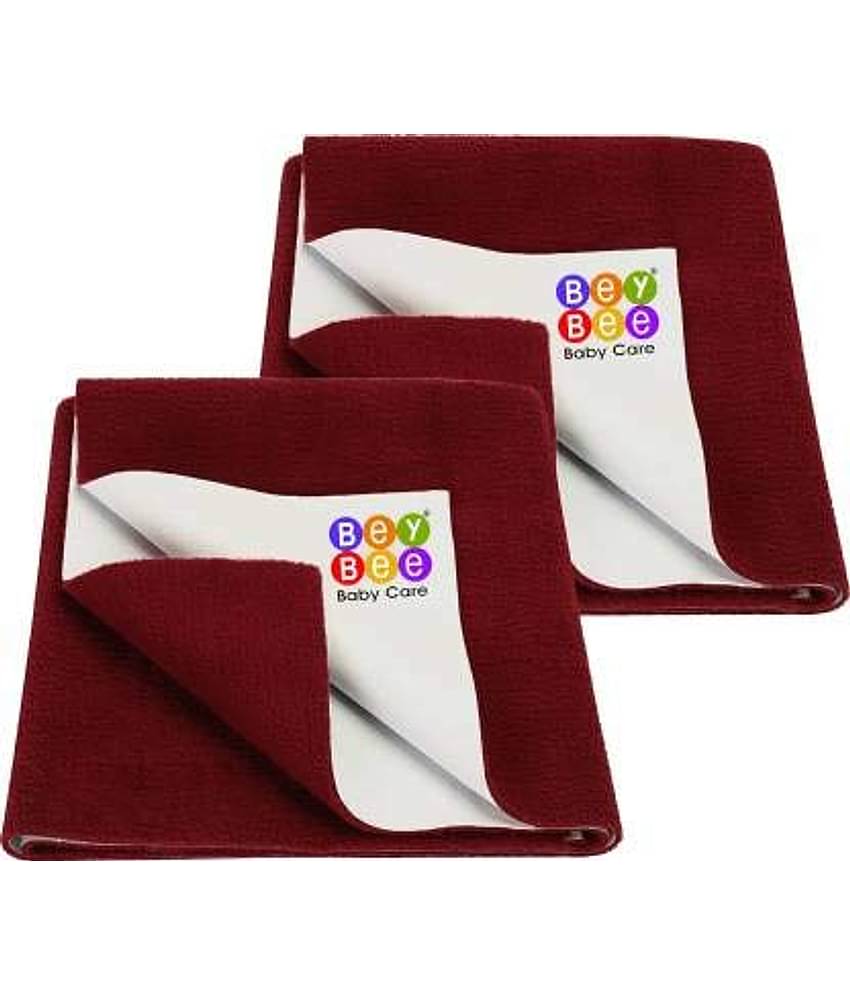 Beybee - Maroon Laminated Bed Protector Sheet ( Pack of 2 )