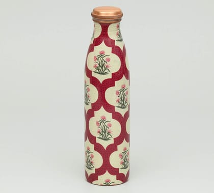 India Circus Poppy Flower Scarlet Copper Bottle