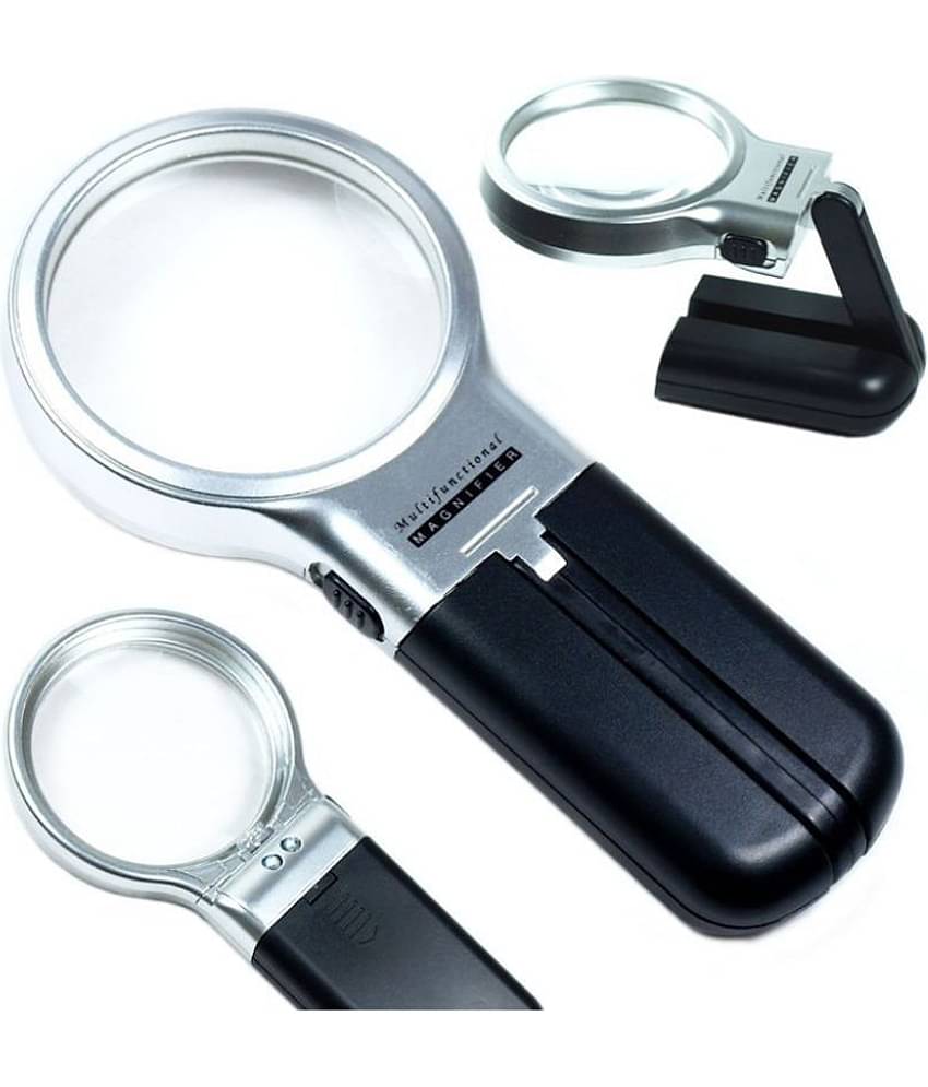 KP2® Multifunctional 3-In-1 Hand-Held Folding Lighted High-Powered Magnifier Glass With 3X Zoom & 2 LED Lights