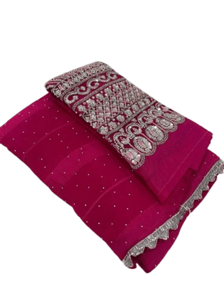 Elegant Bollywood Silk Blend Saree with Embroidered Design